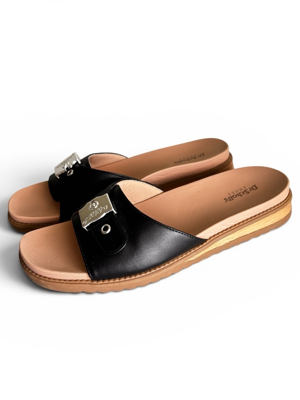 Dr. Scholl's Island Icon Sandal Sz 9 WIDE Black Comfort Slide Adjustable Slip On